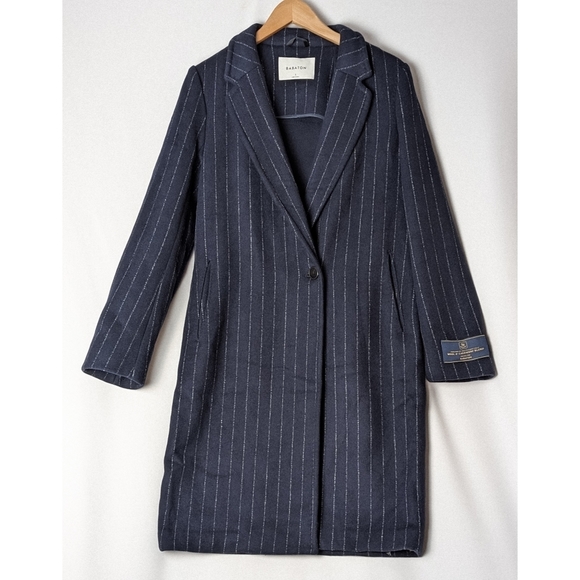 Aritzia Black Pinstripe Pea Coat - Picture 10 of 16